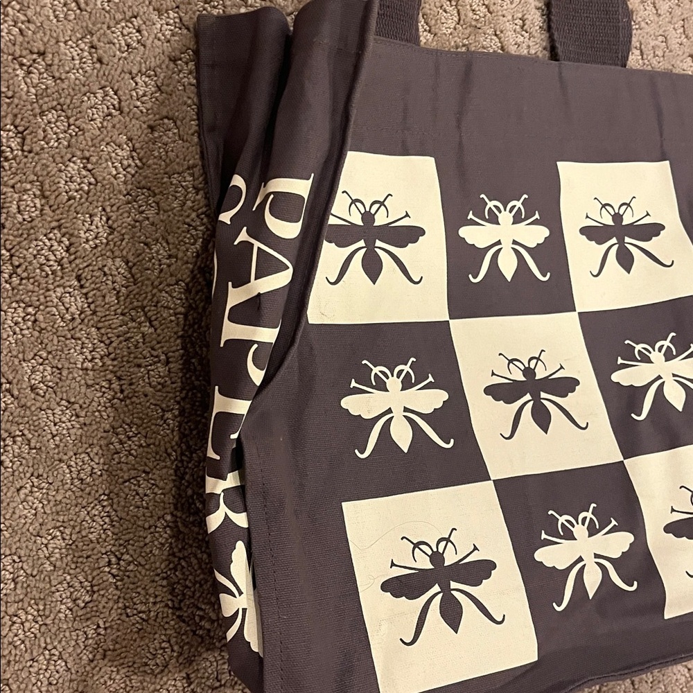 Paper Source Stylish Gray Tote Bag with Insect Design - Picture 2 of 2